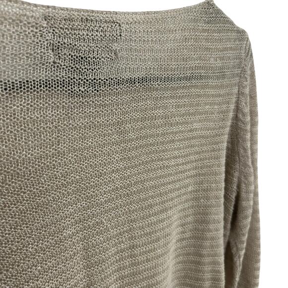 Tahari Linen Knit Sweater M Beige Lightweight Minimalist Quiet Luxury Capsule - Picture 2 of 8